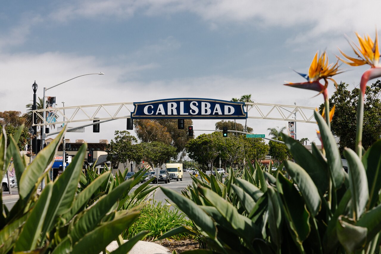 Residential HVAC unit outside a nice home in Carlsbad