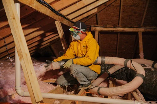 Attic with new insulation installed